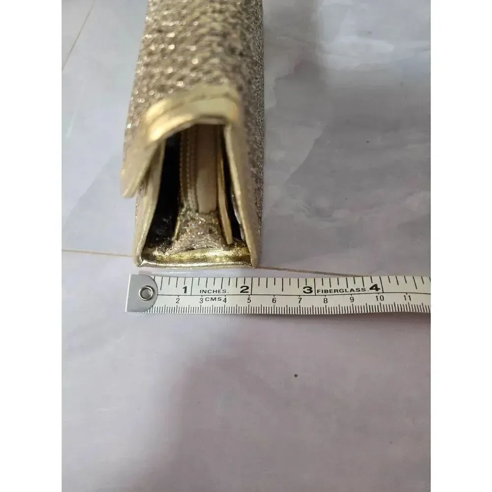Womens Gold Sequined Travel Makeup And Grooming Accessories Case.